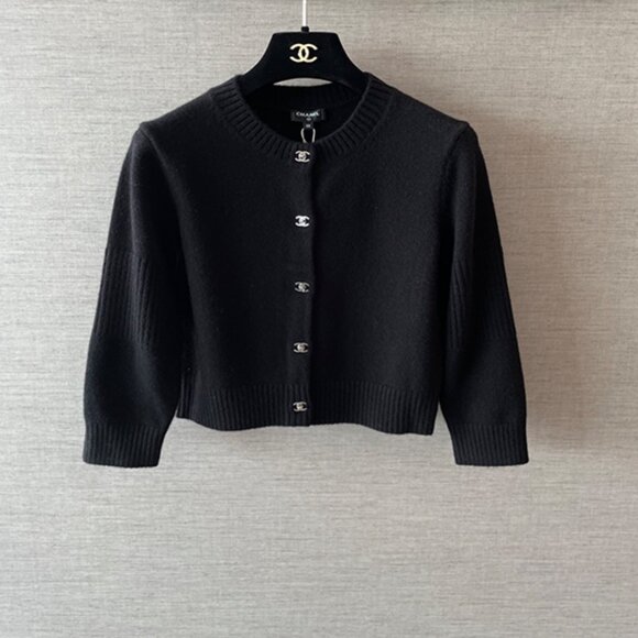 CHANEL Sweaters - Chanel black Cardigan Size 36